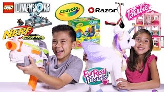 EPIC TOY REVIEW amp UNBOXING Nerf LEGO Dimensions Razor Barbie Dreamhouse Crayola FurReal [upl. by Baiss]