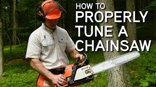 How To Tune A Chainsaw  Adjusting The Carburetor [upl. by Nodrog543]