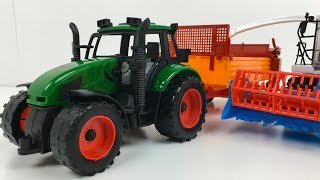 Video de TRACTOR y MOTO SIDECAR para NIÑOS  TRACTOR con REMOLQUE trabajando Con GRÚA y EMPACADORA [upl. by Duomham]