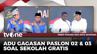 Debat Kedua Calon Wali Kota Jayapura Paslon 3 soal Sekolah Gratis APBDnya Cukup atau Tidak  tvOne [upl. by Assenej]