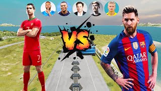 CR7 vs Messi vs Mr Beast vs Neymar vs Mr Bean Car Jump Challenge beamngdrive football [upl. by Adnirual]