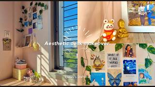 Aesthetic Desk Makeover💫Pinterest Inspired Desk Makeover🌸Desk Makeover on a budget✨ [upl. by Gibby]