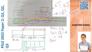 Math PSLE 2022 Paper 2  Q1Q2Q3  Part 14 Suggested Solution [upl. by Ahsienaj]