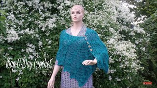 Easy Crochet a shawl  Lacy Shell Wrap  Bagoday Crochet Tutorial 332 [upl. by Idak]