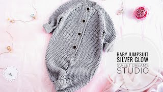 KNITTING PATTERN Baby JumpsuitOnesie quotSilver Glowquot  4 sizes review [upl. by Monahan]