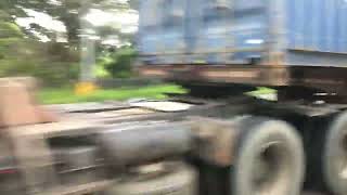 PW113 White Hino 700 Profia Tractor Head with Blue Containers in Star Tollway [upl. by Enilram]