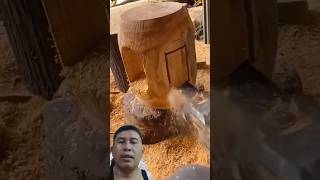 MAKING SMALL WOODEN STOOL woodworking wood chainsawcarving woodcarving diy craft chainsaw [upl. by Haiasi741]