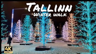 Tallinn Estonia Winter walk 4K Old town  Christmas Market  Christmas lights Tallinna joulutori [upl. by Ecnerrat]