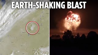 Ukraines spectacular drone strike seen from SPACE as huge Russian depot blasts spark earthquake [upl. by Robillard]