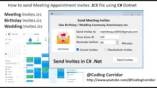 Send Meeting Invitation on calendar using C dotnet  Appointment Invites in C dotnet  Invitesics [upl. by Adnahsat]