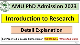 AMU PhD  Intro Lec 1  Introduction to Research  Research Methodology  AMU PhD Entrance Exam 2023 [upl. by Nilesoy]