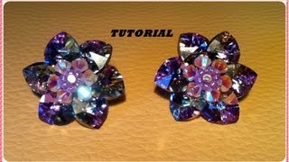 TUTORIAL DIY  Come fare un fiore con cuori swarovski e creare un paio di orecchini dummies [upl. by Ahsekram]