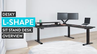 Desky L Shape Sit Stand Desk Overview [upl. by Erlene15]