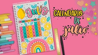 Cómo hacer tu CALENDARIO de JULIO  BULLET JOURNAL IDEAS [upl. by Lia]