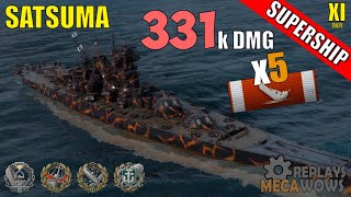 SUPERSHIP Satsuma 5 Kills amp 331k Damage  World of Warships Gameplay [upl. by Leighland]