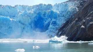 Massive Glacier Calving creating huge blue ice wall  Great event worth watching [upl. by Ojybbob]