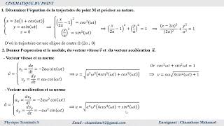 Exercice 3 Cinématique du point  trajectoire elliptique [upl. by Ainaled]