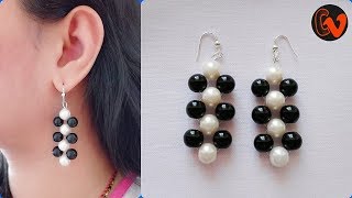 How to Make Beaded Earrings  DIY  Beginners  Design 6 [upl. by Idna]