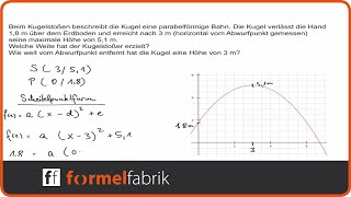 Quadratische Funktionen Textaufgabe Kugelstoßen [upl. by Winnah]