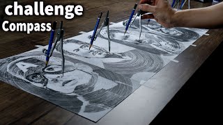 CHALLENGE  Use Compass To Draw Many Drawings On One Sheet Of Paper [upl. by Riay555]