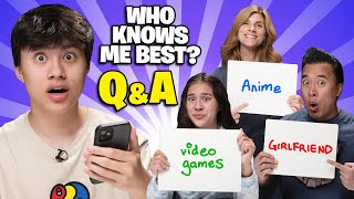 WHO KNOWS ME BETTER Family EvanTube QampA Challenge Parents VS Sibling [upl. by Roanne127]