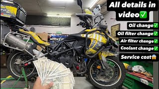 Benelli TRK 502x 5th service💰 20000km service details✅ [upl. by Janey698]