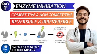 enzyme inhibition biochemistry  competitive inhibition biochemistry  non competitive inhibition [upl. by Annayr469]