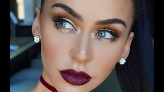 FALL MAKEUP GOLD EYES amp BERRY LIPS  Carli Bybel [upl. by Culosio225]