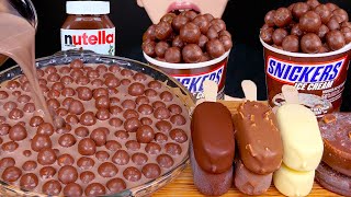 ASMR MALTESERS CHOCOLATE MILK MAGNUM ICE CREAM NUTELLA TWIX MampMS DESSERT MUKBANG몰티져스 먹방EATING SOUNDS [upl. by Dahsraf23]