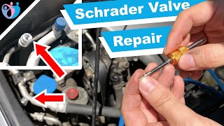 How to replace a AC Service Port Schrader Valve on a car AC line [upl. by Niliram320]