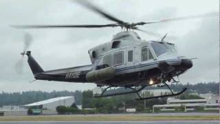 Bell 412 Helicopter multiple takeoffs and landings at KBFi Seattle [upl. by Aieken]