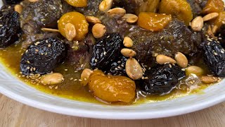 RECETTE RAMADAN 2024 🌙 TAJINE DE VIANDE AUX PRUNEAUX ABRICOTS SECS ET AMANDES GRILLÉES [upl. by Tomlinson]