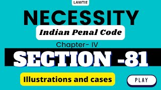 Section 81  Defense of Necessity  General Exceptions  IPC  with illustration and leading case [upl. by Kciremed]