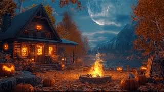 Haunted Lake House Halloween Ambience w Campfire Night Autumn Sounds Crunchy Leaves amp White Noise [upl. by Alejandro]