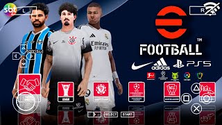 NOVO EFOOTBALL PES 2024 PPSSPP COM BRASILEIRÃO  NOVAS ATUALIZAÇÕES e FACES REALISTAS HD [upl. by Nellek]