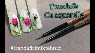 Trandafiri pe unghii Tehnica de pictura cu aquarelle [upl. by Eeliah]