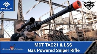 King Arms MDT TAC21 amp LSS Gas Powered Sniper Rifle The Gun Corner  Airsoft Evikecom [upl. by Nnylrats294]