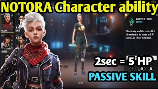 NOTORA CHARACTER ABILITY FULL DETAILS  FREE FIRE NOTORA CHARACTER  NOTORA CHARACTER FREE FIRE [upl. by Outhe]