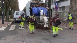 Benne à Ordures Equipée dun AspireFeuilles  Camion Poubelles Garbage Truck [upl. by Euqinay]