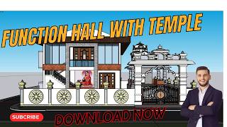 FUNCTION HALL amp TEMPLE SKETCHUP MODELING l DOWNLOAD FILE FOR FREE [upl. by Talie]