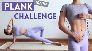 10 min Intense Plank Workout for Slim Waist Abs amp Core  No Repeat No Jumping At Home [upl. by Ellimaj]