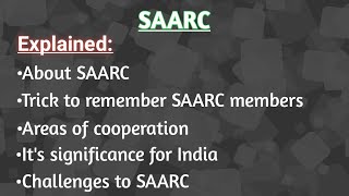 South Asian Association for Regional Cooperation  SAARC  Notes on SAARC [upl. by Ailedamla]