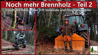 Noch mehr Brennholz  Teil 2  Fendt 312 Vario Ritter D71 Seilwinde und Frontladergreifer [upl. by Wilone]