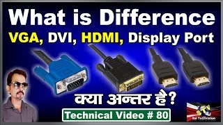 What is Difference Between VGA DVI HDMI and Display Port in Hindi  80 [upl. by Kotta270]