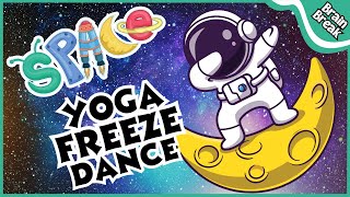 Space Yoga Freeze Dance  Brain Break  Yoga for Kids  Kids Yoga  Just Dance [upl. by Ellerrad]