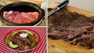 EASY Slow Cooker Flank Steak [upl. by Nylsirhc31]