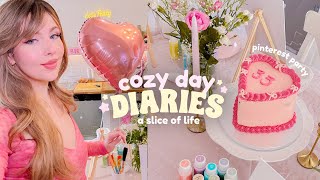 COZY DAY DIARIES 🎀 My PinterestInspired Birthday Sip amp Paint Party Cozy pink vibes [upl. by Correy]