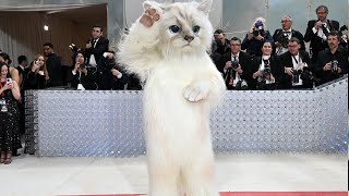 Jared Leto channels Lagerfelds cat at Met Gala [upl. by Jorge]