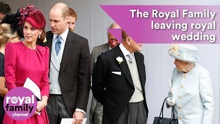 The Royal Family leaving Princess Eugenies wedding [upl. by Kinny697]