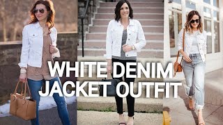 WHITE DENIM JACKET OUTFITS💝How to wear white Denim Jacket for summer 202223 [upl. by Russell901]